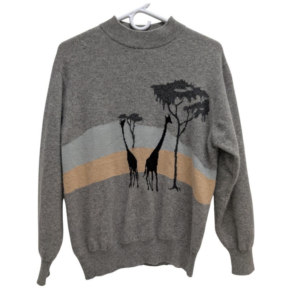 Vintage Gray Cashmere Giraffe Sweater Size 38 - Read